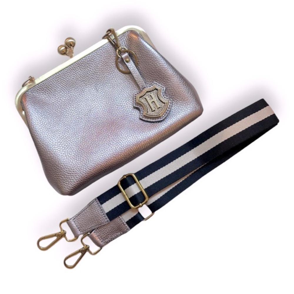 J. M. Hulme | Lexi Framed Pebbled Metallic Leather Kiss Clasp Wallet/Crossbody View 4